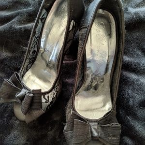 Black lace heels